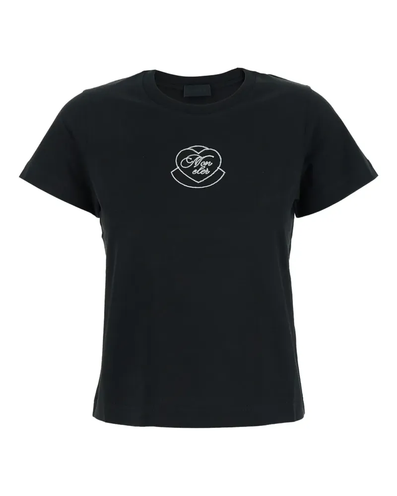 Moncler T-Shirt mit Herz-Logo - Schwarz Schwarz