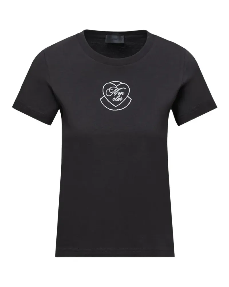Moncler T-Shirt mit Herz-Logo - Schwarz Schwarz