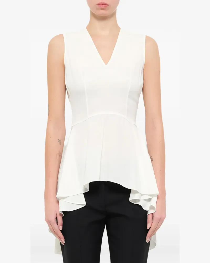 Alexander McQueen peplum V-neck top - Weiß Weiß