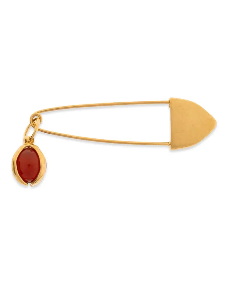 Jil Sander stone-pendant safety-pin brooch - Gold Gold