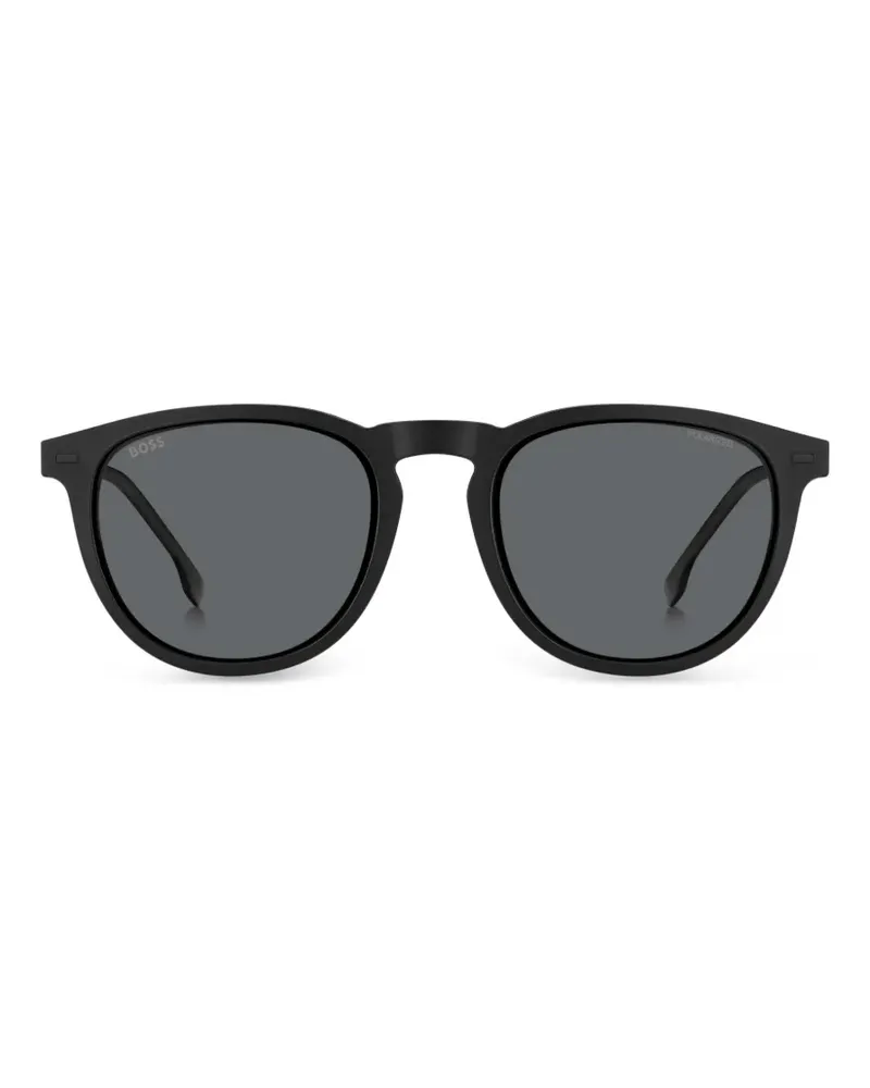 HUGO BOSS Matte Sonnenbrille mit rundem Gestell - Schwarz Schwarz