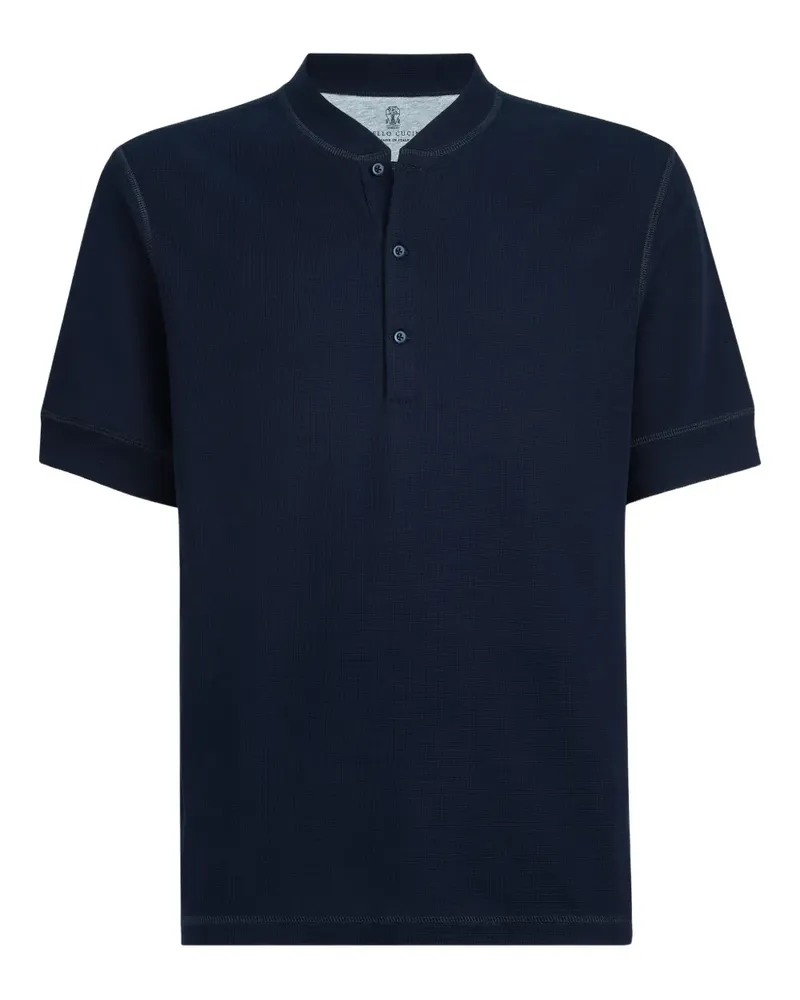 Brunello Cucinelli Henley-Poloshirt mit Waffelmuster - Blau Blau