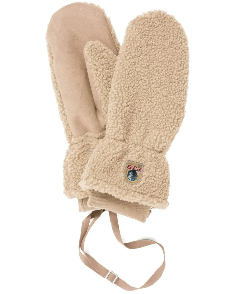 Parajumpers Bouclé-Handschuhe mit Logo-Patch - Nude Nude