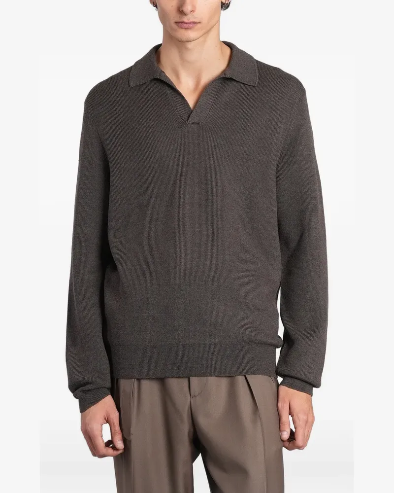 Tagliatore Geripptes Langarmshirt - Braun Braun
