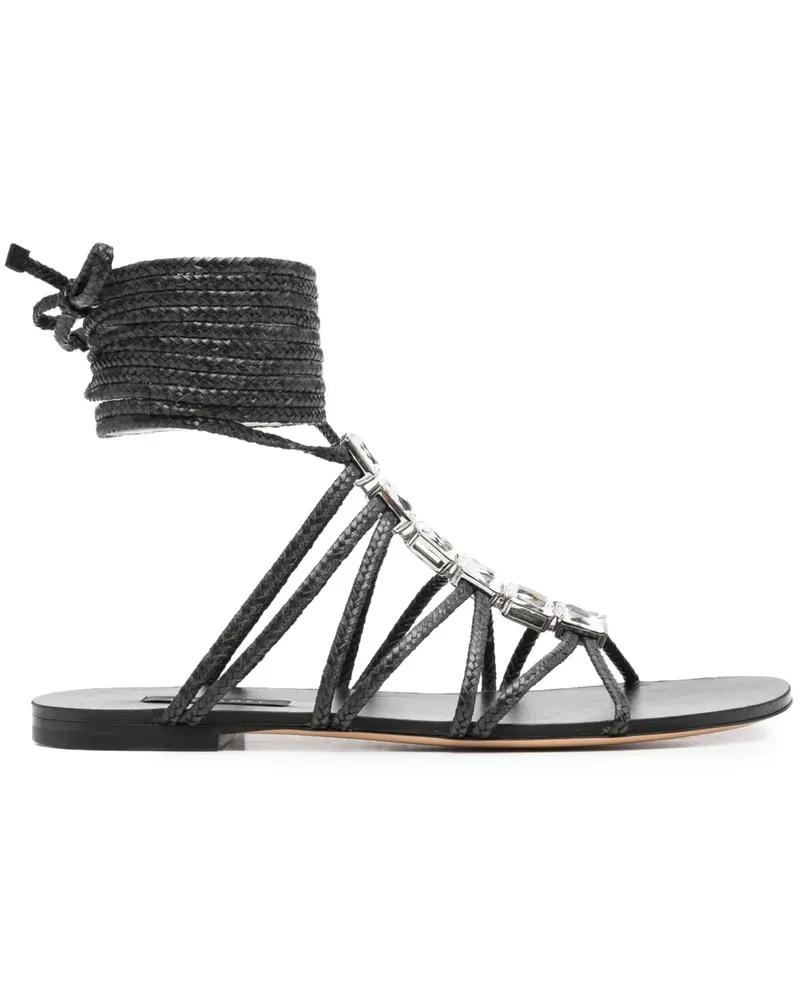 Casadei Flache Sandalen mit Kristallen - Schwarz Schwarz