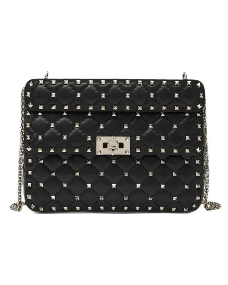 Valentino Garavani Mittelgroße Rockstud Schultertasche aus Nappaleder - Schwarz Schwarz