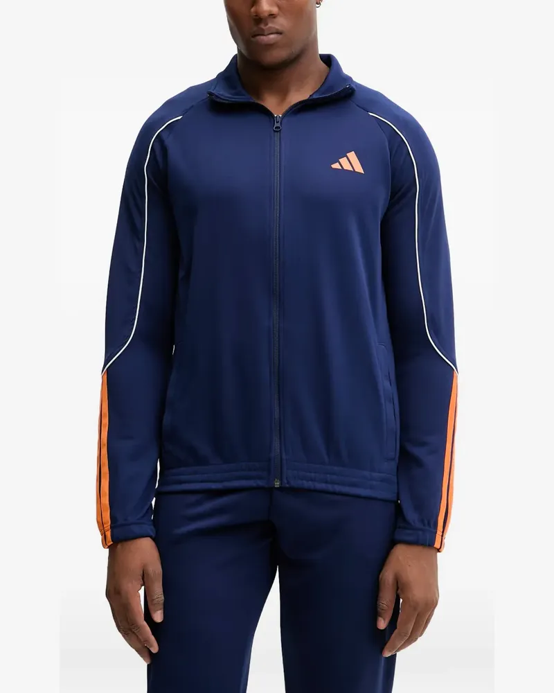 adidas Stadium contrast-piping logo-print zip-up tracksuit - Blau Blau