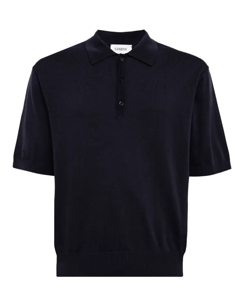 Laneus short-sleeve knitted polo shirt - Blau Blau