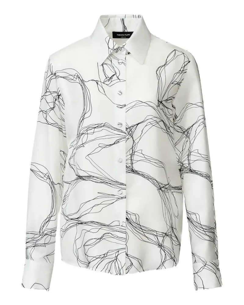 Fabiana Filippi abstract-print long-sleeve shirt - Weiß Weiß