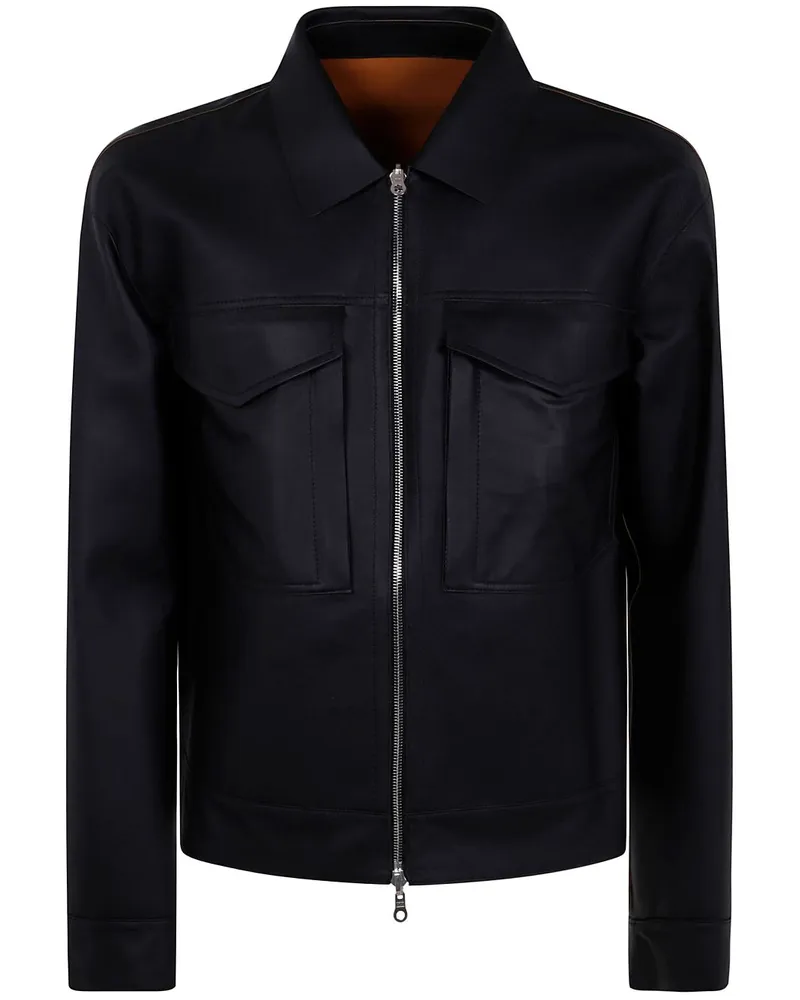 DESA Klassische Lederjacke - Schwarz Schwarz