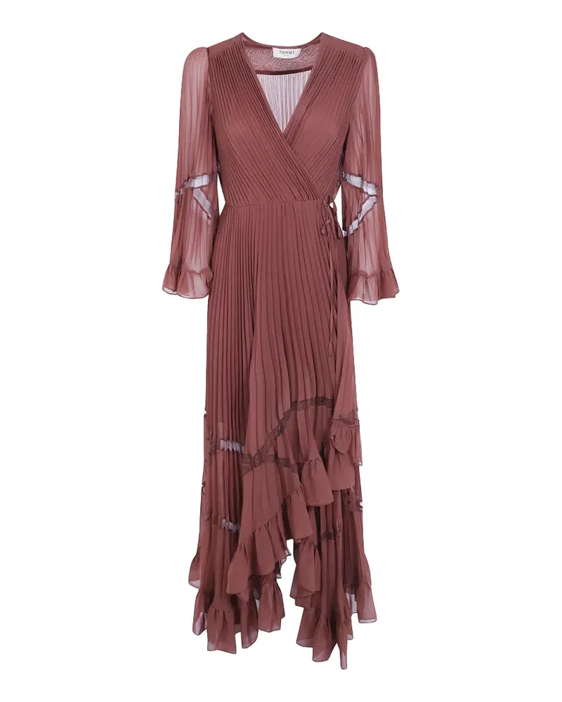 Twin-Set Gerüschtes Kleid mit Falten - Braun Braun