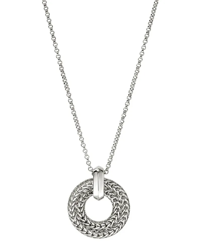 John Hardy Runde Sterlingsilber-Halskette mit Diamanten Silber