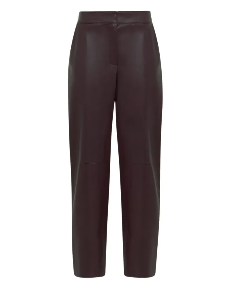 Alpha Studio elasticated-waist faux-leather pants - Braun Braun