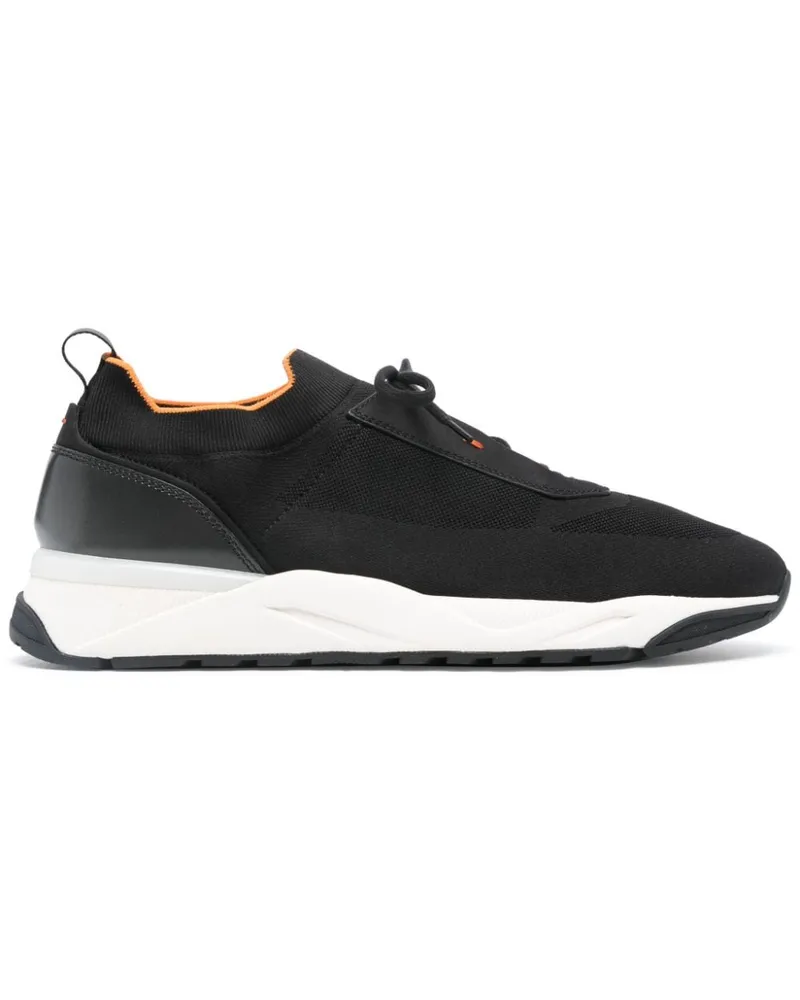 Santoni Sneakers mit gestricktem Einsatz - Schwarz Schwarz