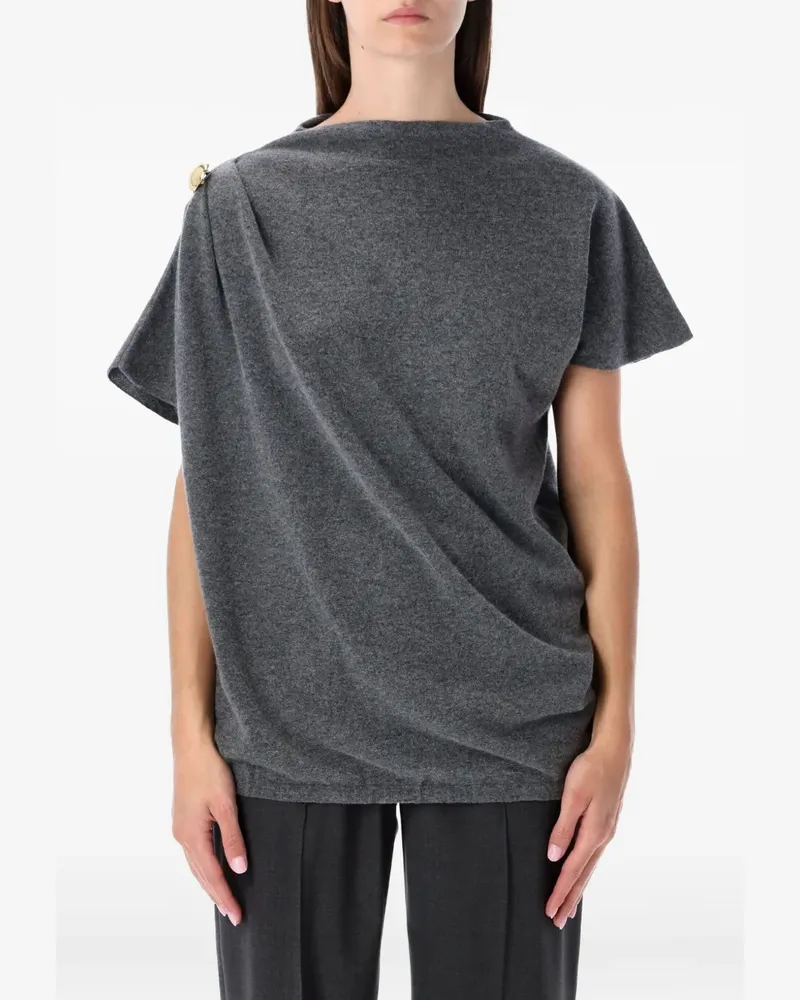 Fabiana Filippi Drapiertes T-Shirt mit Schulterdetail - Grau Grau