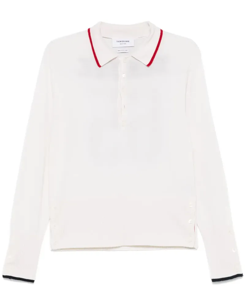 Thom Browne Intarsien-Poloshirt aus Kaschmir - Weiß Weiß