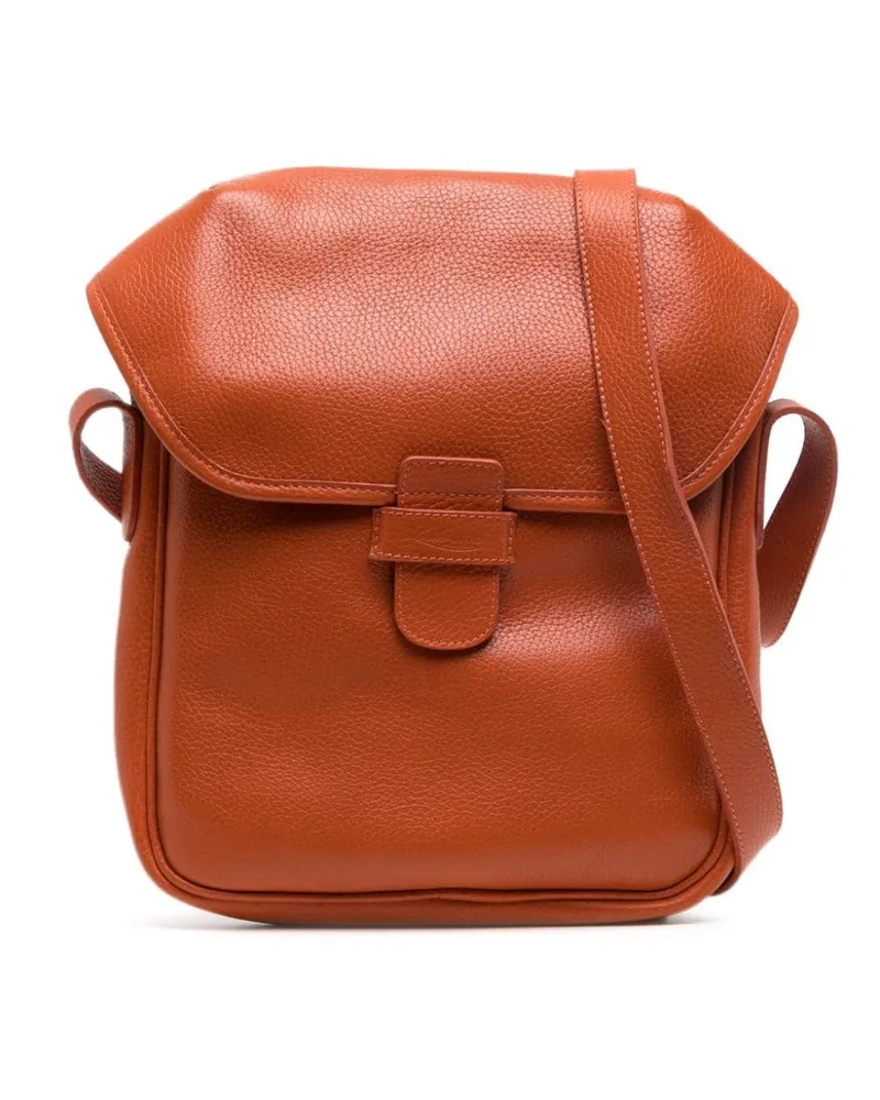 Leathersmith of London Schultertasche mit Logo-Prägung Orange