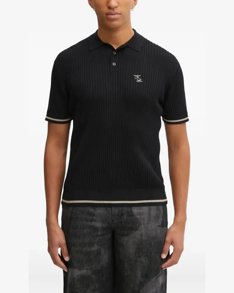 Filling Pieces embroidered-logo polo shirt - Schwarz Schwarz