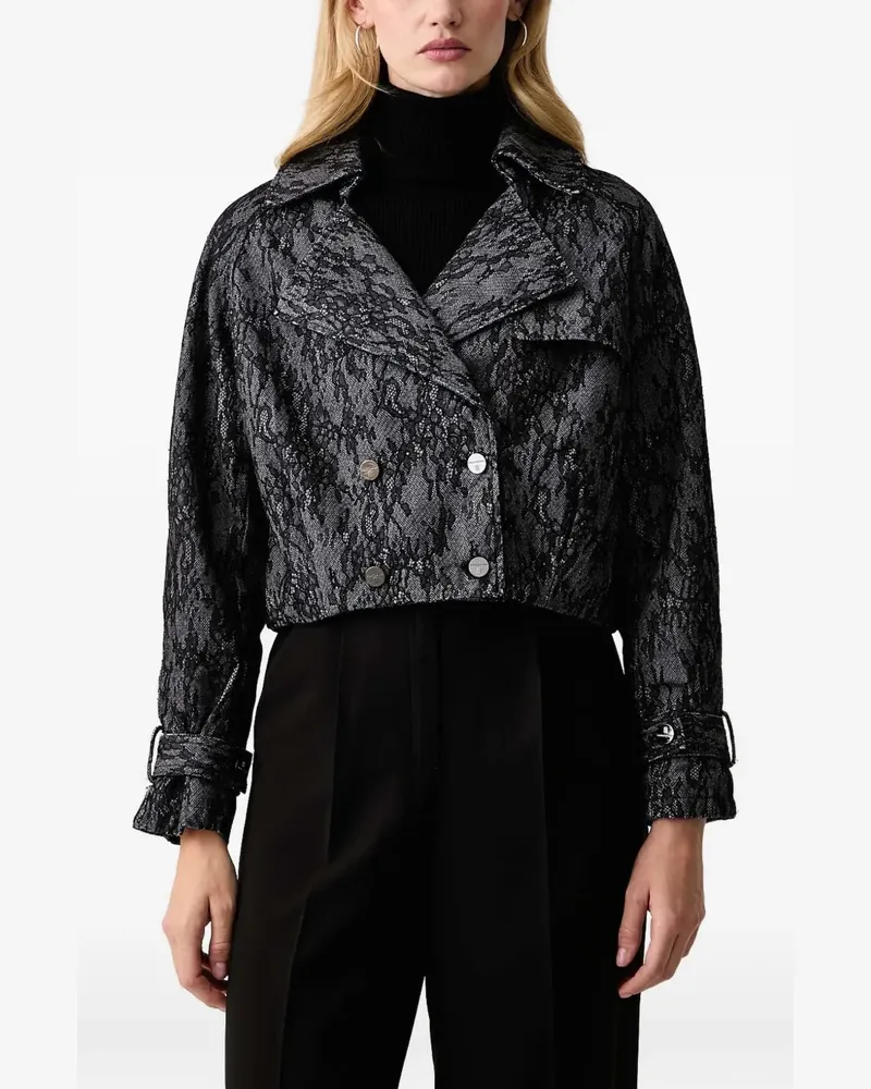 Fracomina lace-pattern cropped jacket - Schwarz Schwarz