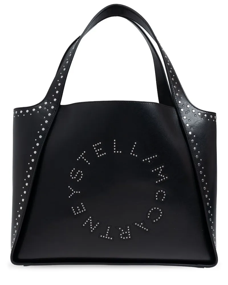 Stella McCartney Shopper mit Logo Schwarz