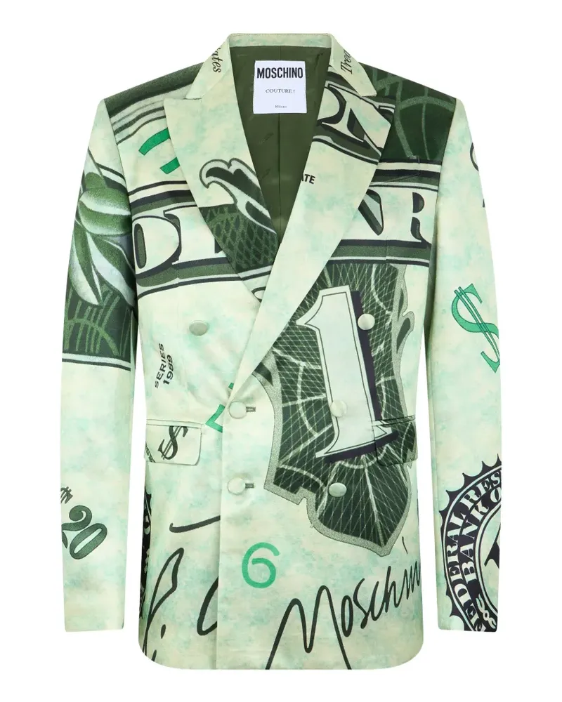 Moschino graphic-print double-breasted suit - Grün Grün