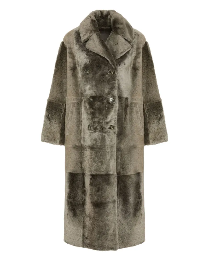 Yves Salomon Mantel im Patchwork-Look - Grau Grau
