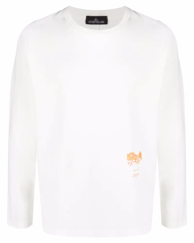 Stone Island T-Shirt mit Logo-Print - Weiß Weiß