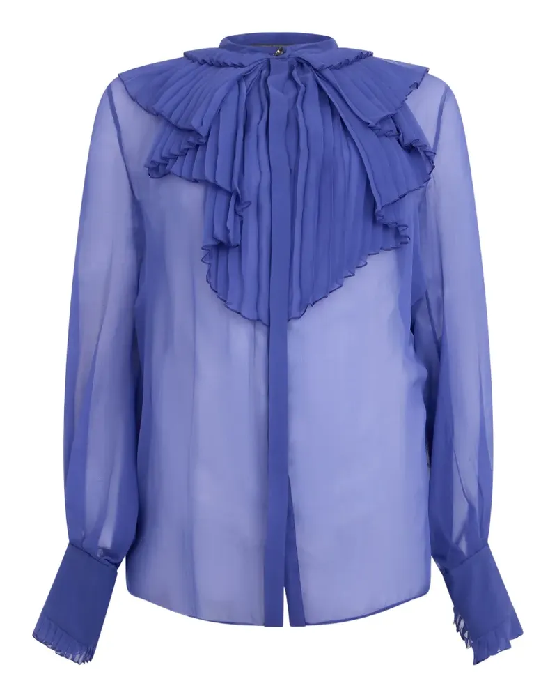 Alberta Ferretti Seidenhemd mit Rüschen - Blau Blau