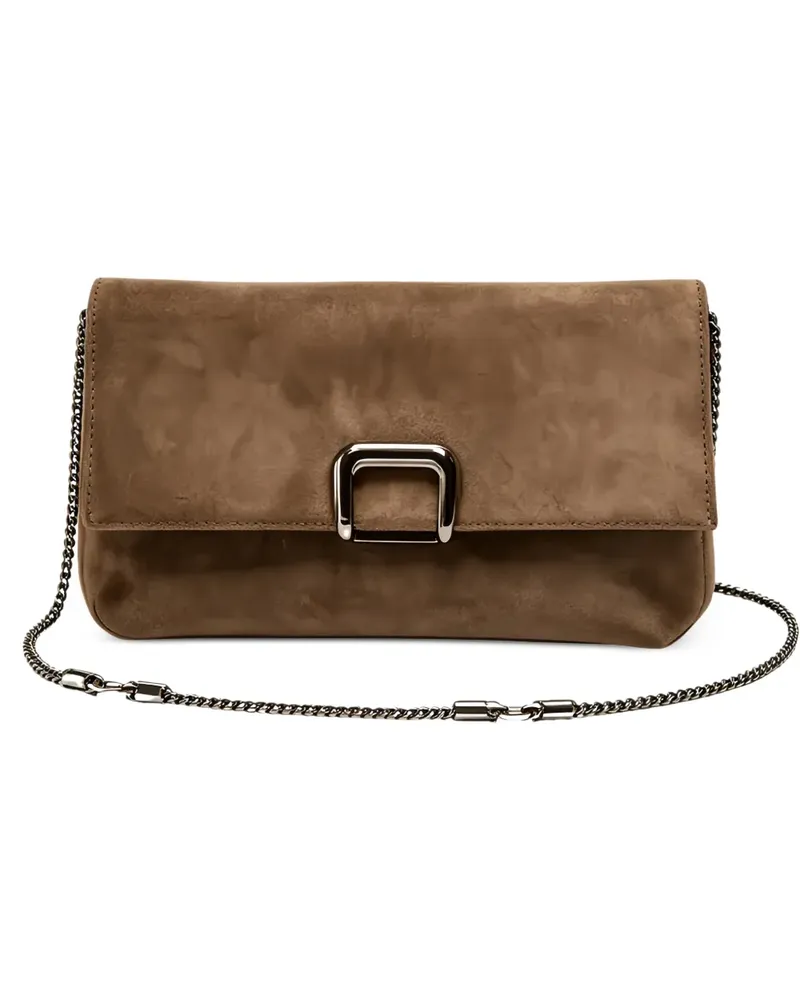 Brunello Cucinelli Clutch aus Wildleder mit Kettenriemen - Braun Braun