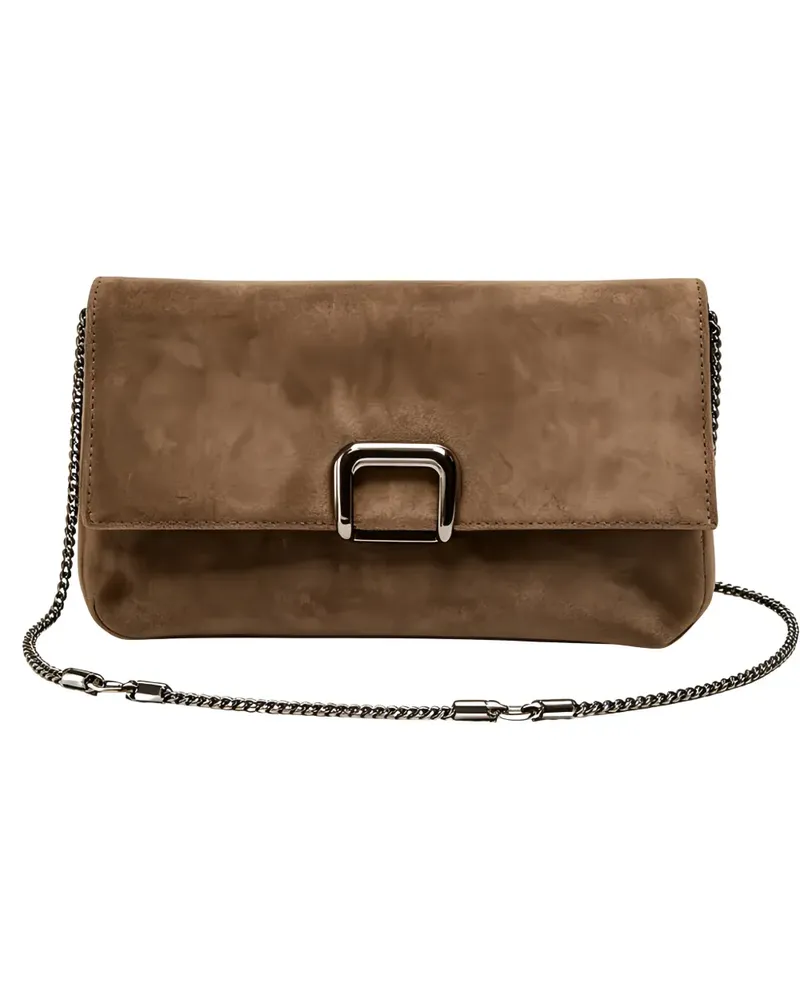 Brunello Cucinelli Clutch aus Wildleder mit Kettenriemen - Braun Braun