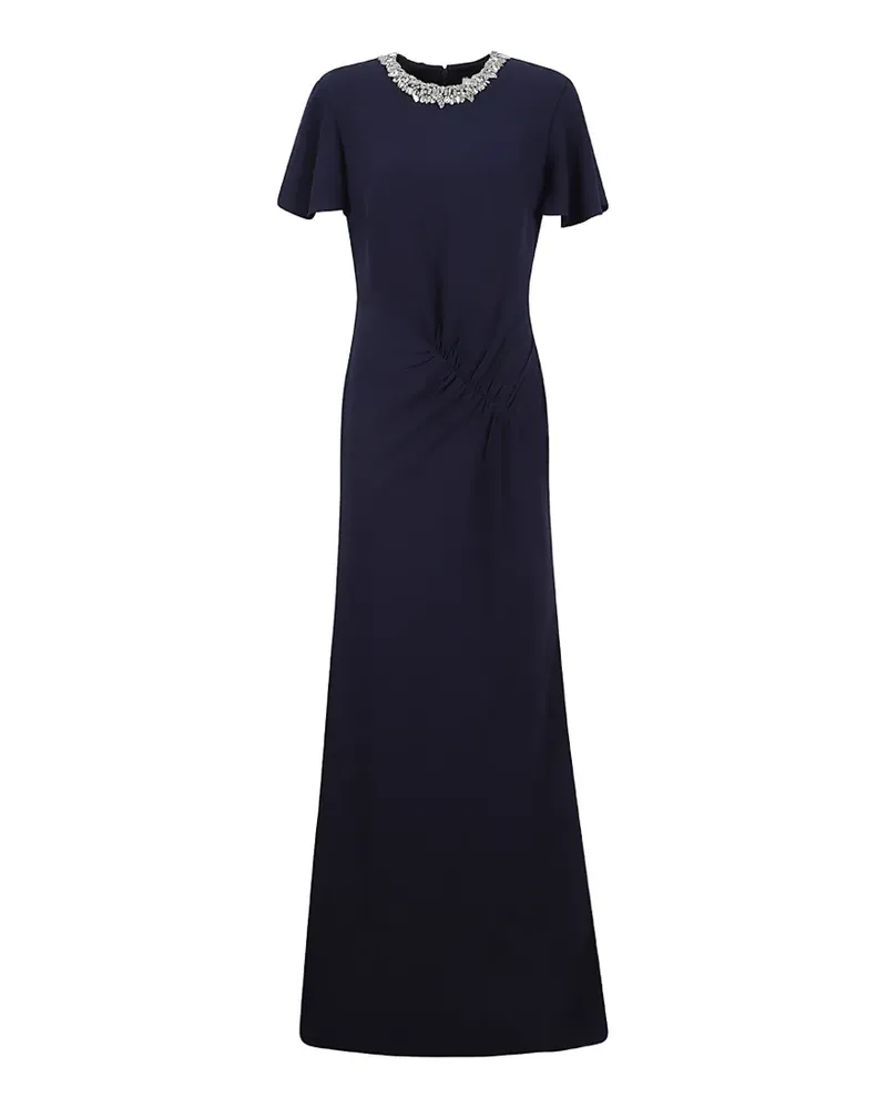 Roland Mouret crystal-embellished gathered maxi gown - Blau Blau