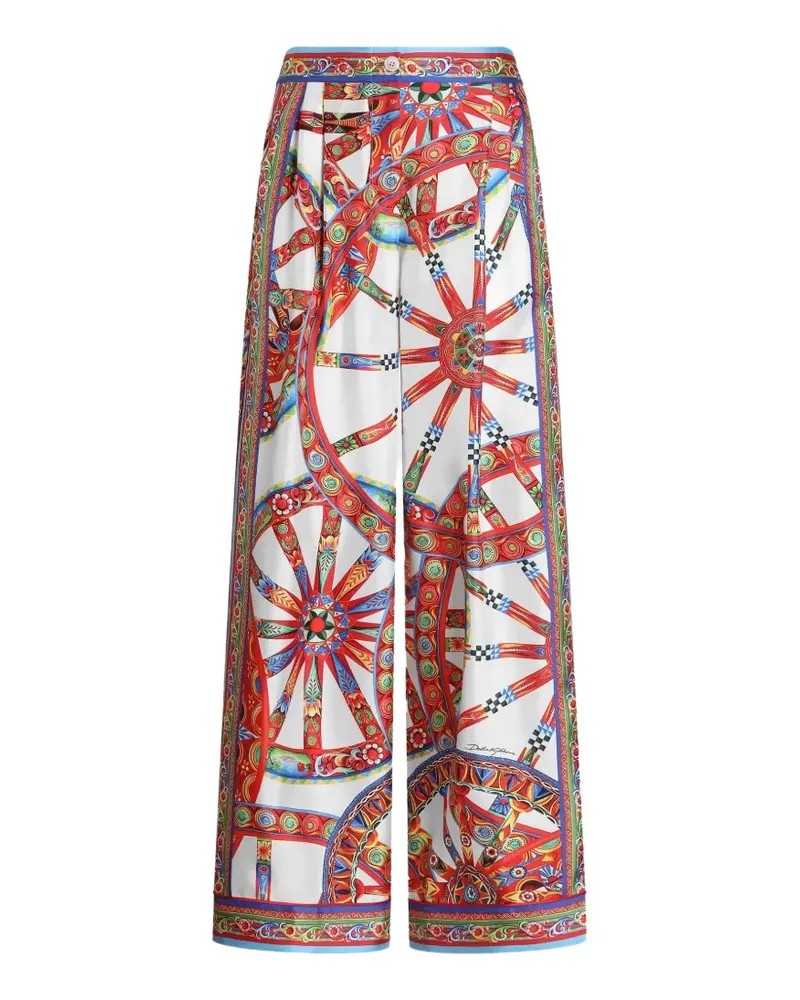 Dolce & Gabbana Vanity Hose aus Seidentwill mit Carretto-Print - Weiß Weiß