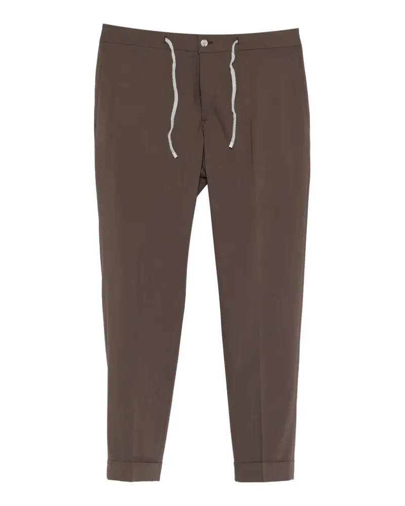 BARBA drawstring-waist turn-up trousers - Braun Braun