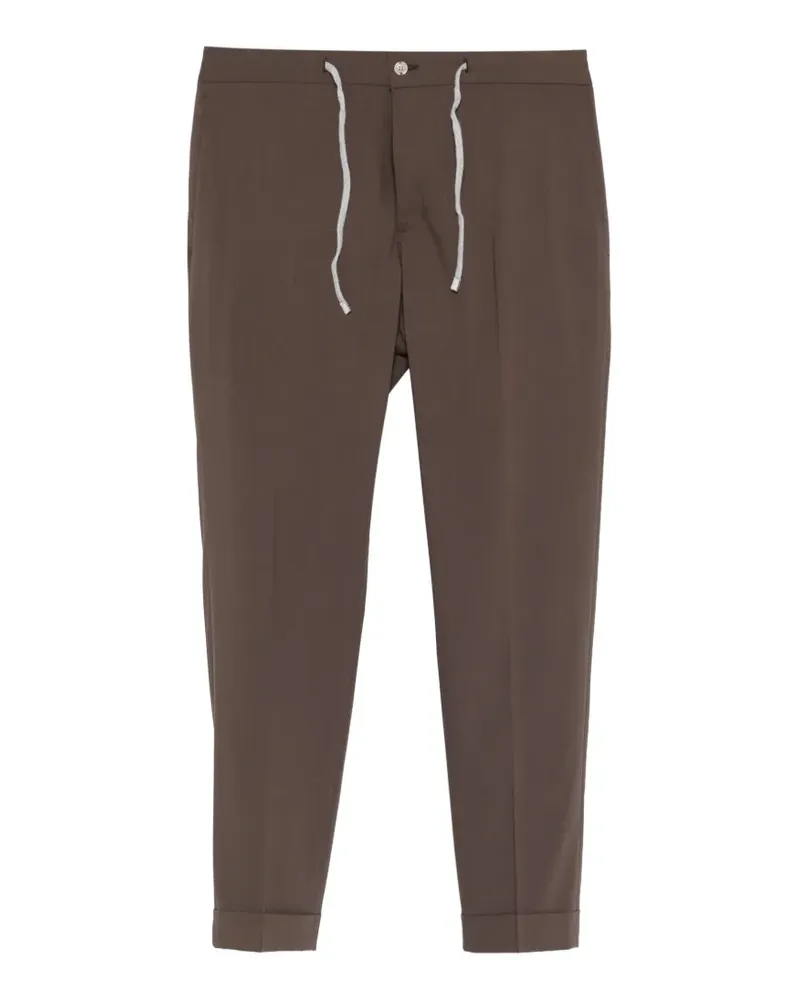 BARBA drawstring-waist turn-up trousers - Braun Braun