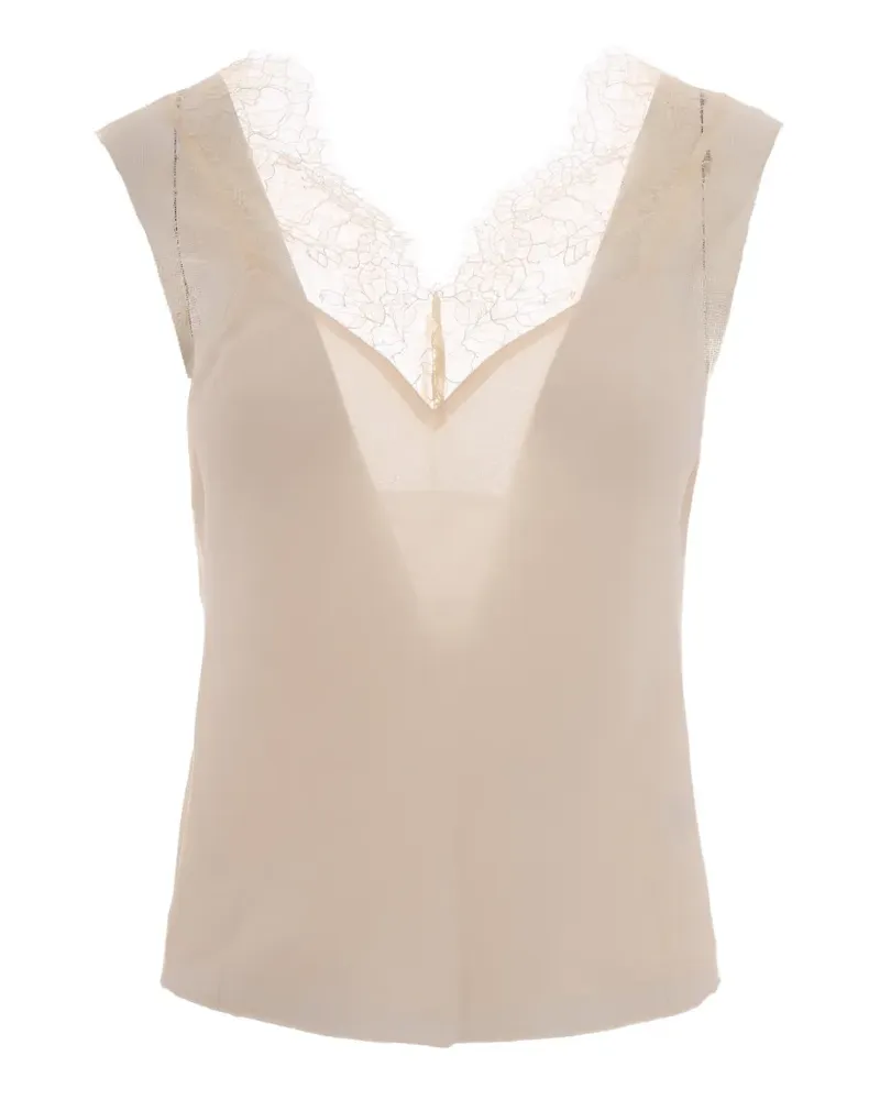 Patrizia Pepe Bluse mit Spitzenborten - Nude Nude