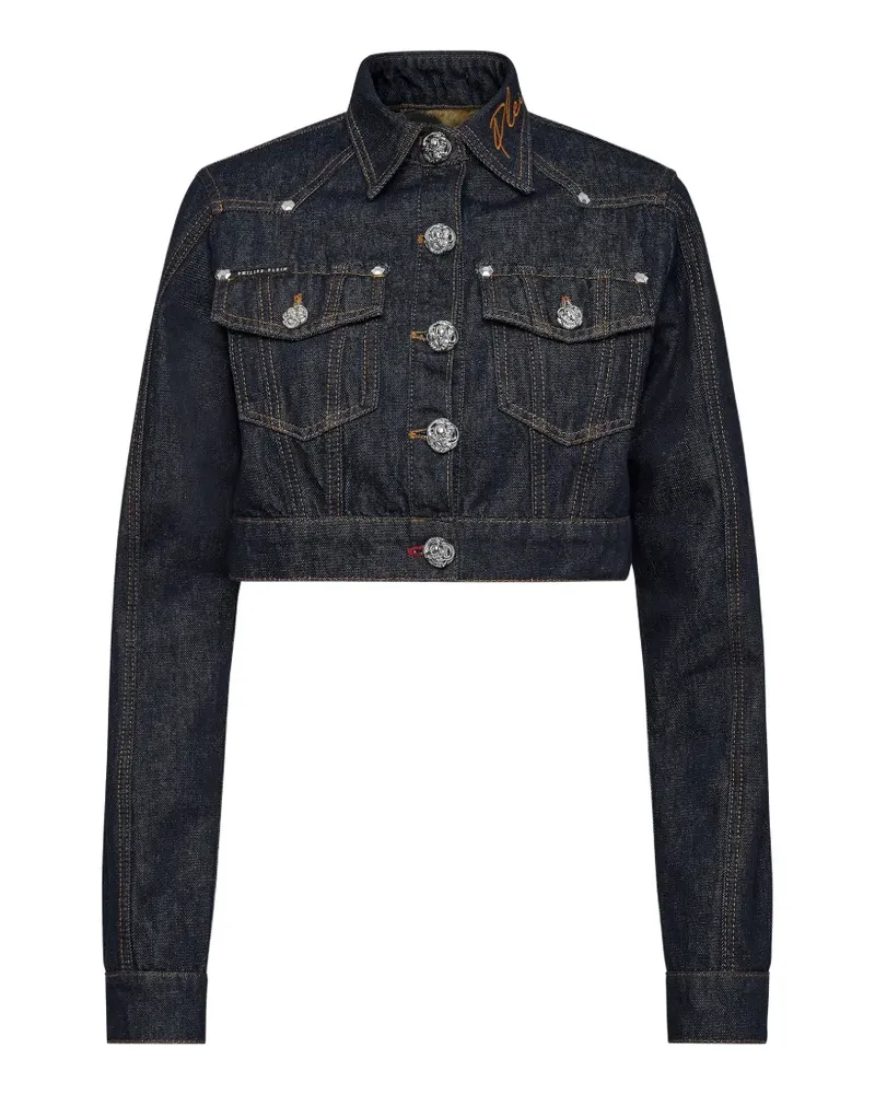 Philipp Plein Cropped-Jeansjacke - Blau Blau