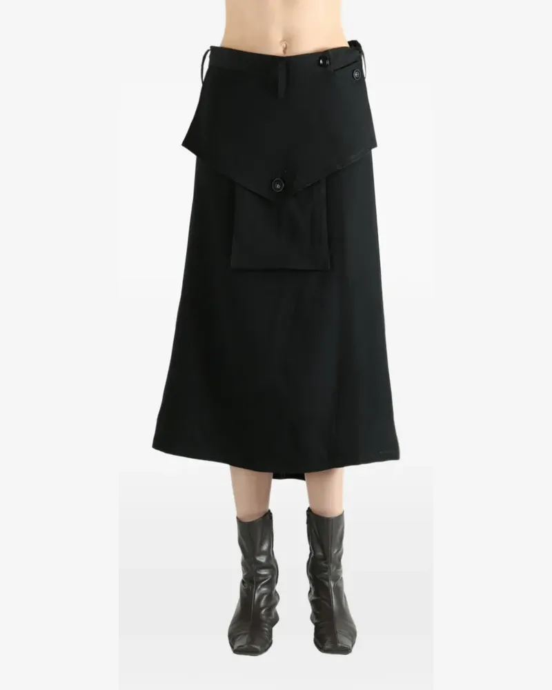 Yohji Yamamoto button-detail midi skirt - Schwarz Schwarz