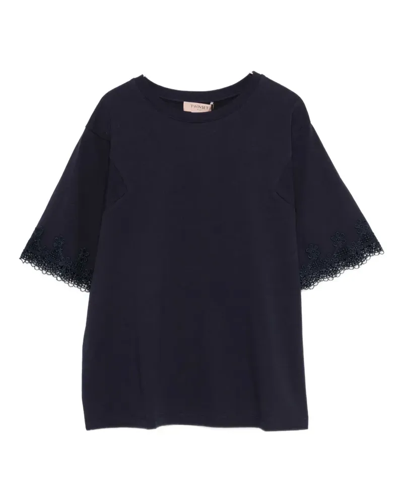 Twin-Set lace-trim T-shirt - Blau Blau