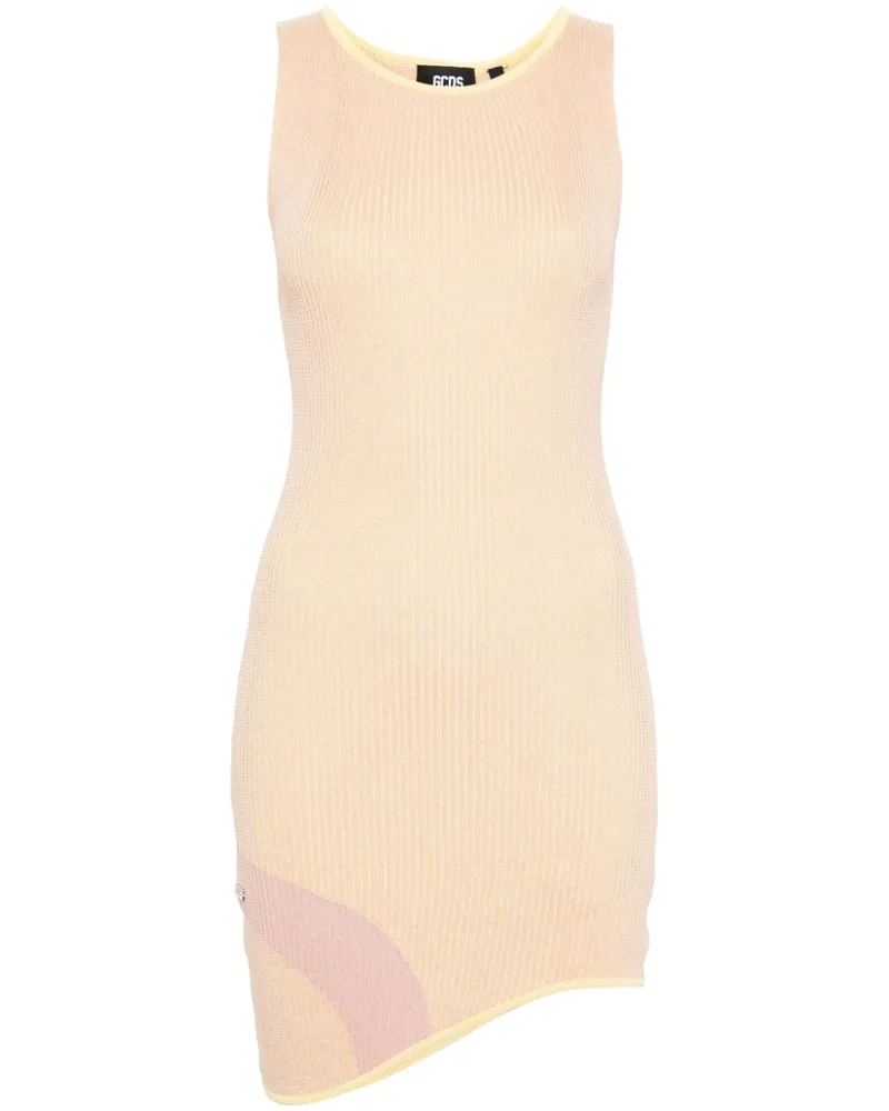 GCDS Asymmetrisches geripptes Comma Kleid - Rosa Rosa