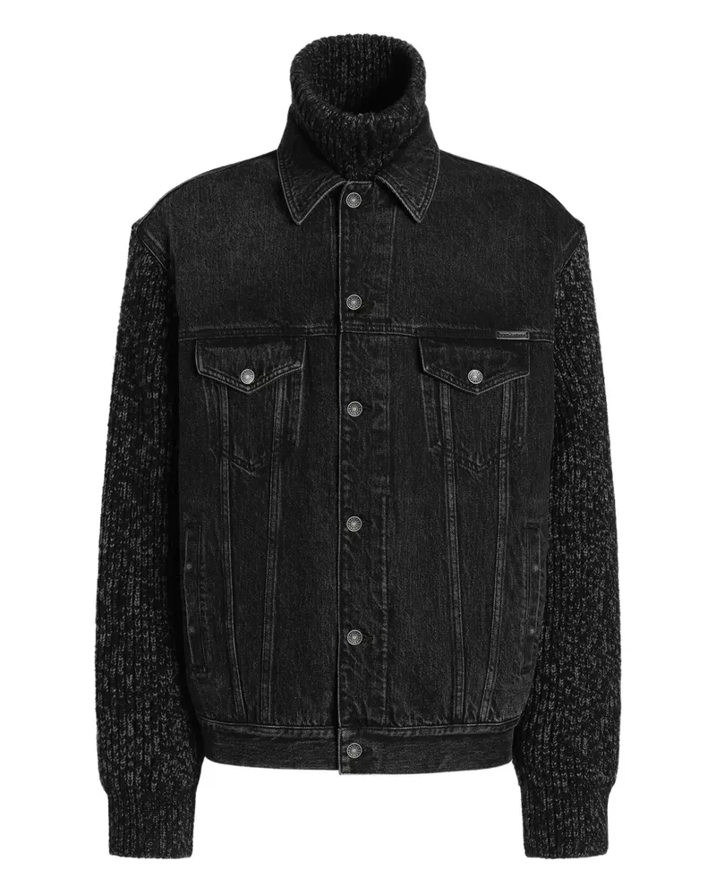 Dolce & Gabbana Jeansjacke mit Strickmuster - Schwarz Schwarz