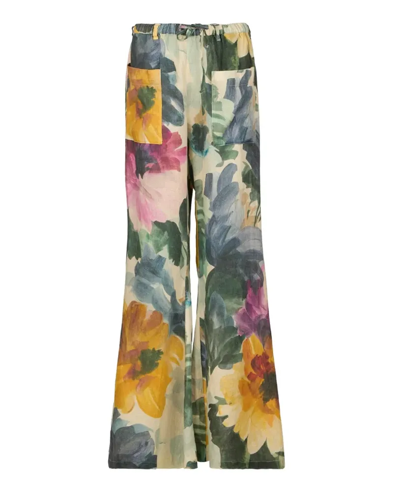 Hannes Roether floral-print palazzo pants - Grün Grün