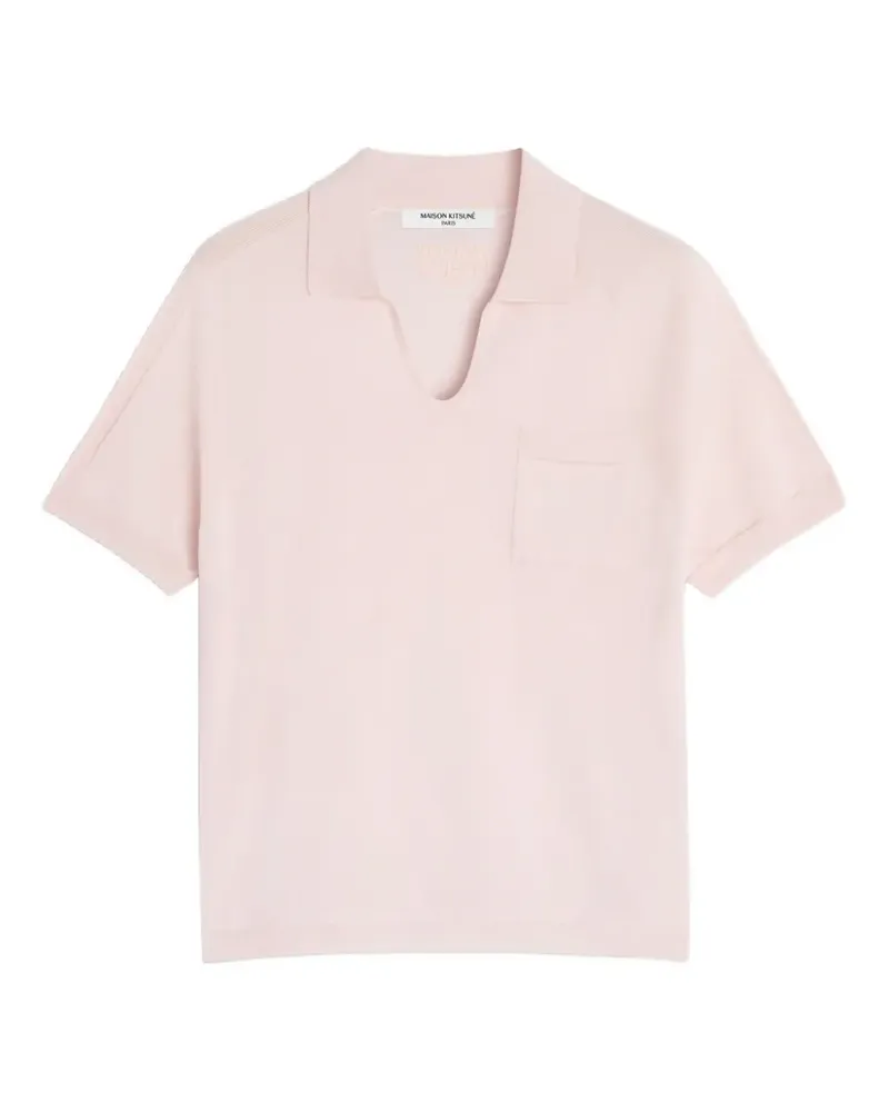 Kitsuné fine-knit V-neck T-shirt - Rosa Rosa