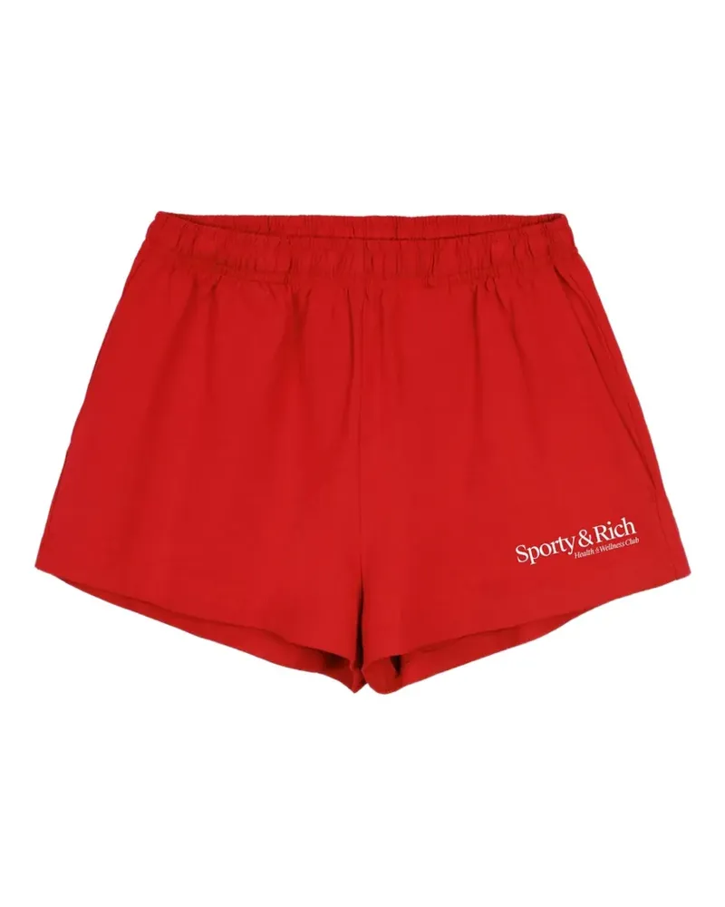 SPORTY & RICH logo-print cotton shorts - Rot Rot
