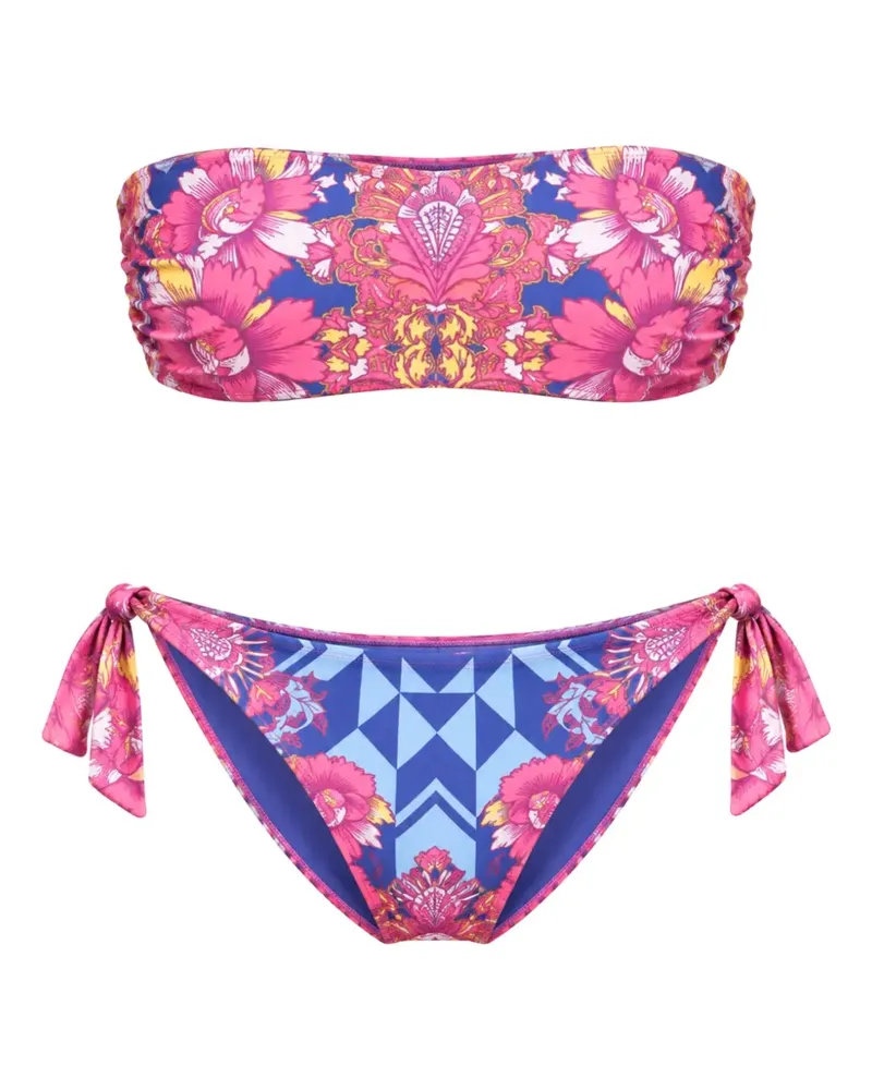 Custo Barcelona floral-print geometric-pattern bikini - Rosa Rosa