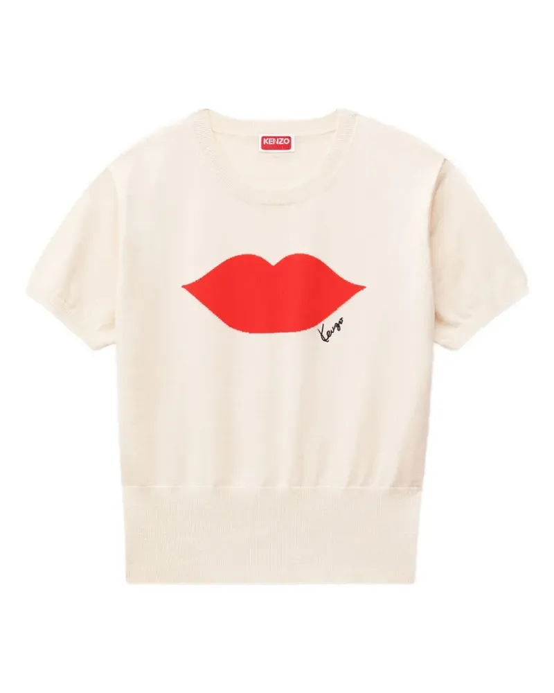 Kenzo Loves T-Shirt mit Intarsien-Strick - Weiß Weiß