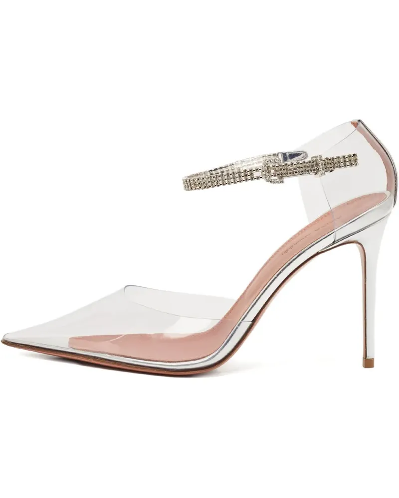 Amina Muaddi Pre-owned Pumps mit kristallverziertem Knöchelriemen 100mm - Silber Silber