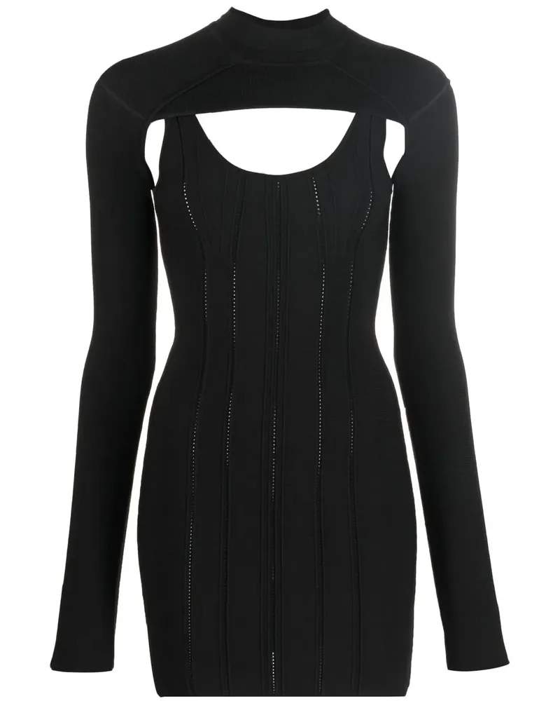 Roberto Cavalli Geripptes Minikleid - Schwarz Schwarz