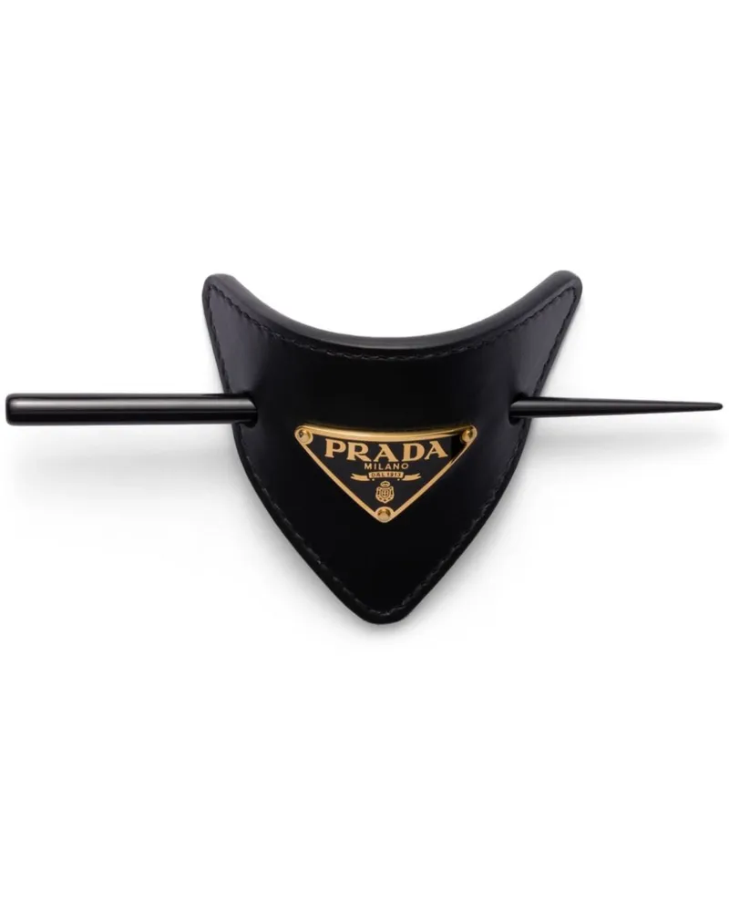 Prada Haarspange aus Leder - Schwarz Schwarz