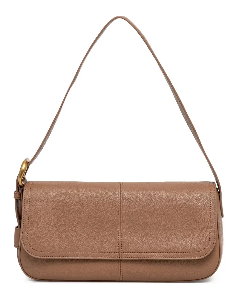 Twin-Set buckle-detail pebbled shoulder bag - Braun Braun