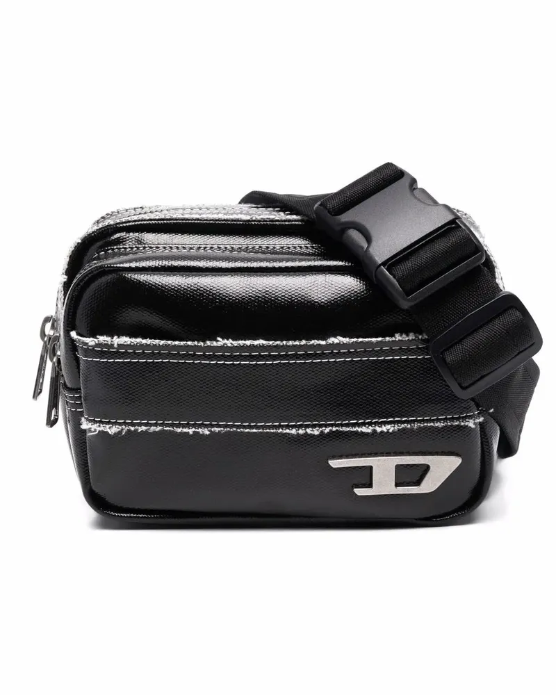 Diesel Schultertasche mit ausgefransten Kanten - Schwarz Schwarz